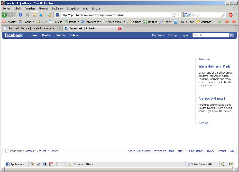 blank facebook home page
